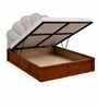 Myra Reva Queen Size Upholsetered Bed In Mist Grey Colour With Hydraulic Storage
