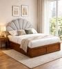 Myra Reva Queen Size Upholsetered Bed In Mist Grey Colour With Box Storage
