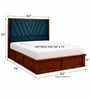 Myra Vertex Queen Size Upholsetered Bed In Teal Green Colour With Hydraulic Storage