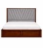 Myra Vertex Queen Size Upholsetered Bed In Mist Grey Colour With Hydraulic Storage