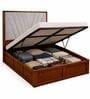 Myra Vertex Queen Size Upholsetered Bed In Mist Grey Colour With Hydraulic Storage
