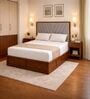 Myra Vertex Queen Size Upholsetered Bed In Mist Grey Colour With Hydraulic Storage