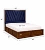 Myra Vertex Queen Size Upholsetered Bed In Royal Blue Colour With Hydraulic Storage
