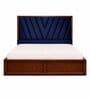 Myra Vertex Queen Size Upholsetered Bed In Royal Blue Colour With Box Storage