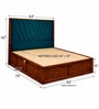 Myra Vertex Queen Size Upholsetered Bed In Teal Green Colour With Box Storage