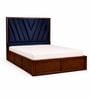 Myra Vertex Queen Size Upholsetered Bed In Royal Blue Colour With Box Storage