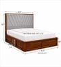 Myra Vertex Queen Size Upholsetered Bed In Mist Grey Colour With Hydraulic Storage