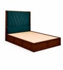 Myra Vertex Queen Size Upholsetered Bed In Teal Green Colour With Box Storage