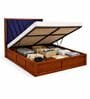 Myra Vertex Queen Size Upholsetered Bed In Royal Blue Colour With Hydraulic Storage
