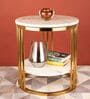 Mystique End Table In White & Gold Finish