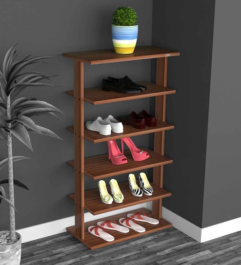 Nestor Open Shoe Rack in Classic Walnut Finish