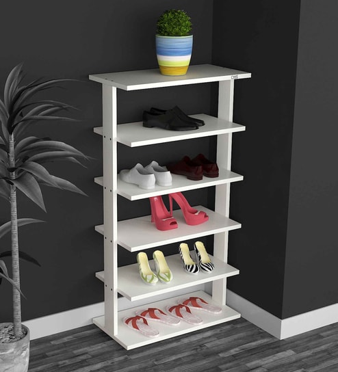 Nestor Open Shoe Rack in Frosty White Finish