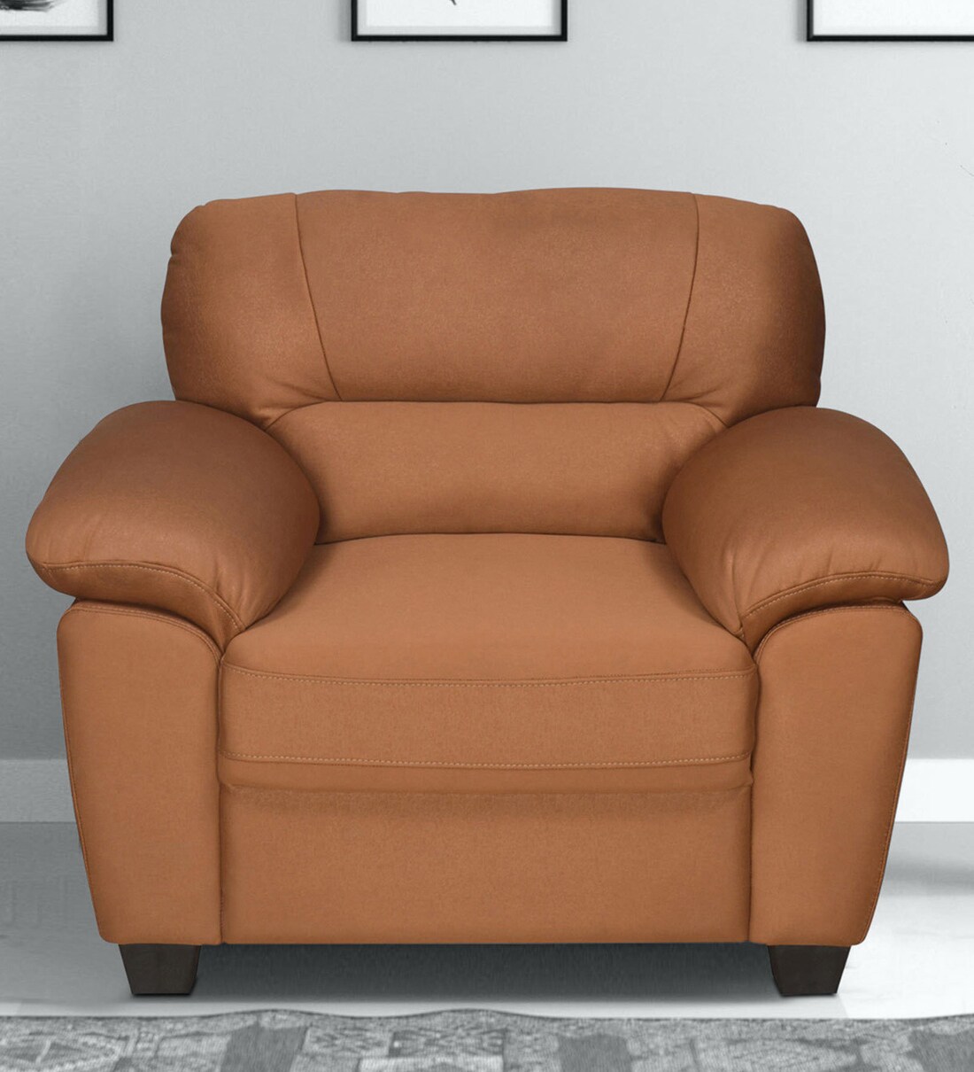 Buy Nairobi 1 Seater sofa in Brown colour by Nilkamal Online Rolled