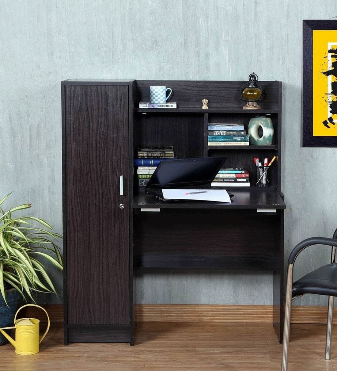 nakamura study table with cabinet in wenge finish