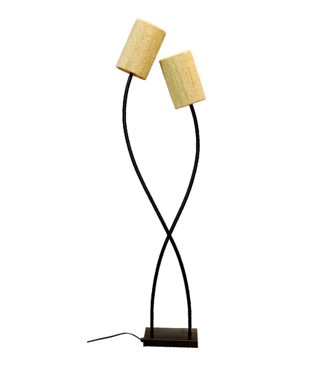 Buy Natural Jute Shade Floor Lamp with Black Base by District18 Online