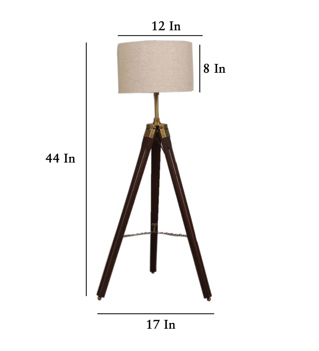 Buy Natural Linen Shade Tripod Floor Lamp With Mango wood Base By