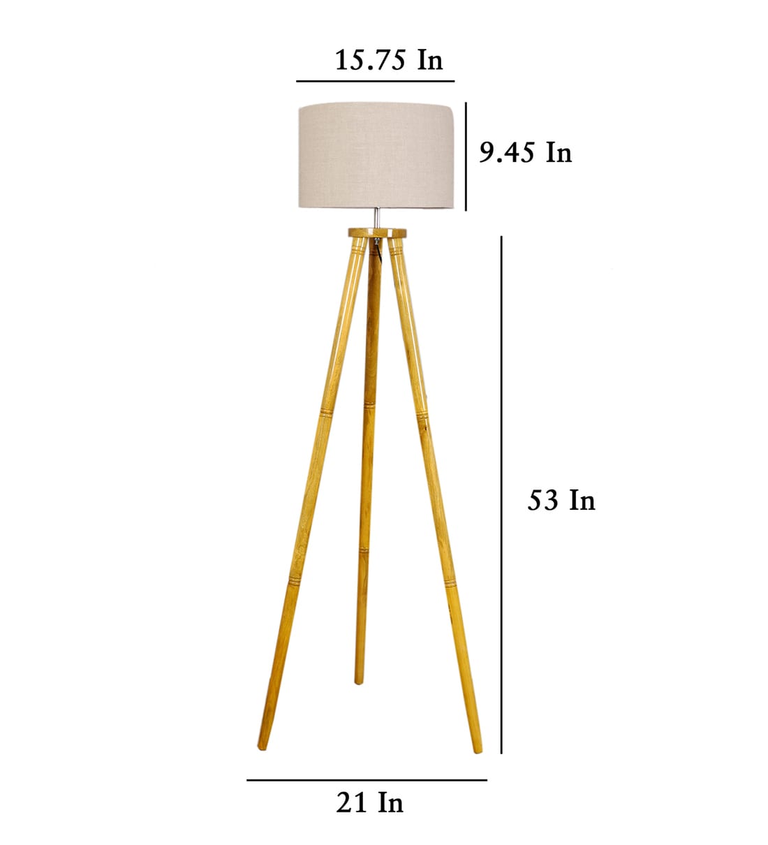 Buy Natural Linen Shade Floor Lamp with Yellow Base by Pristine