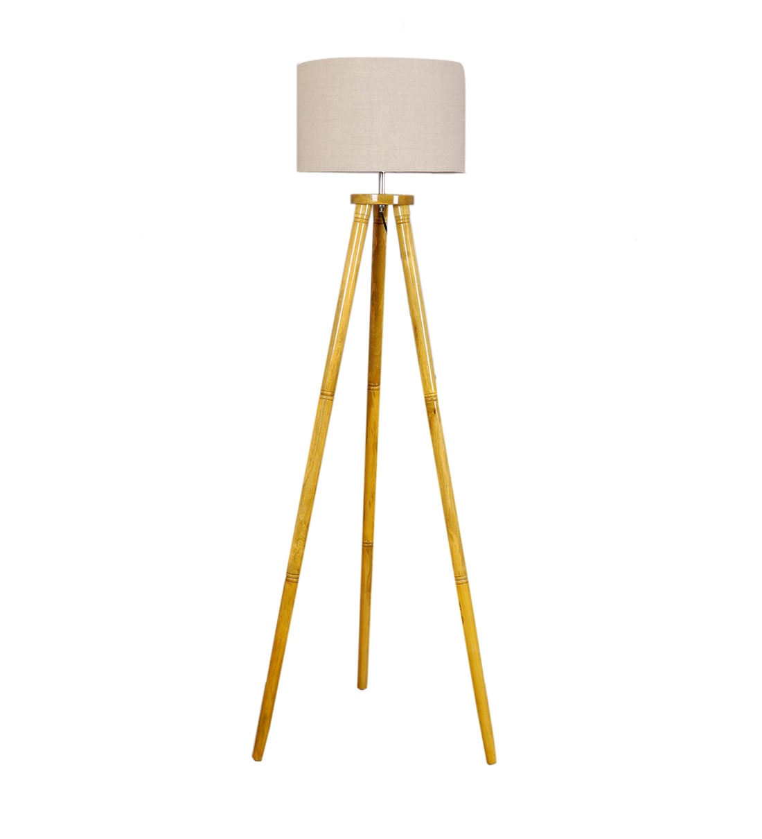 Buy Natural Linen Shade Floor Lamp with Yellow Base by Pristine