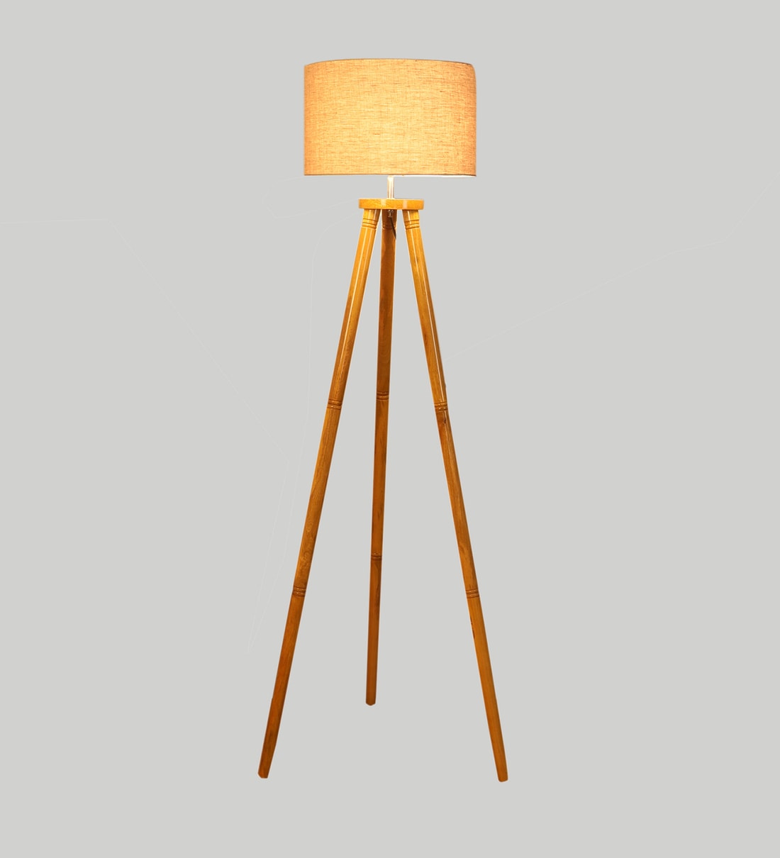 Buy Natural Linen Shade Floor Lamp with Yellow Base by Pristine