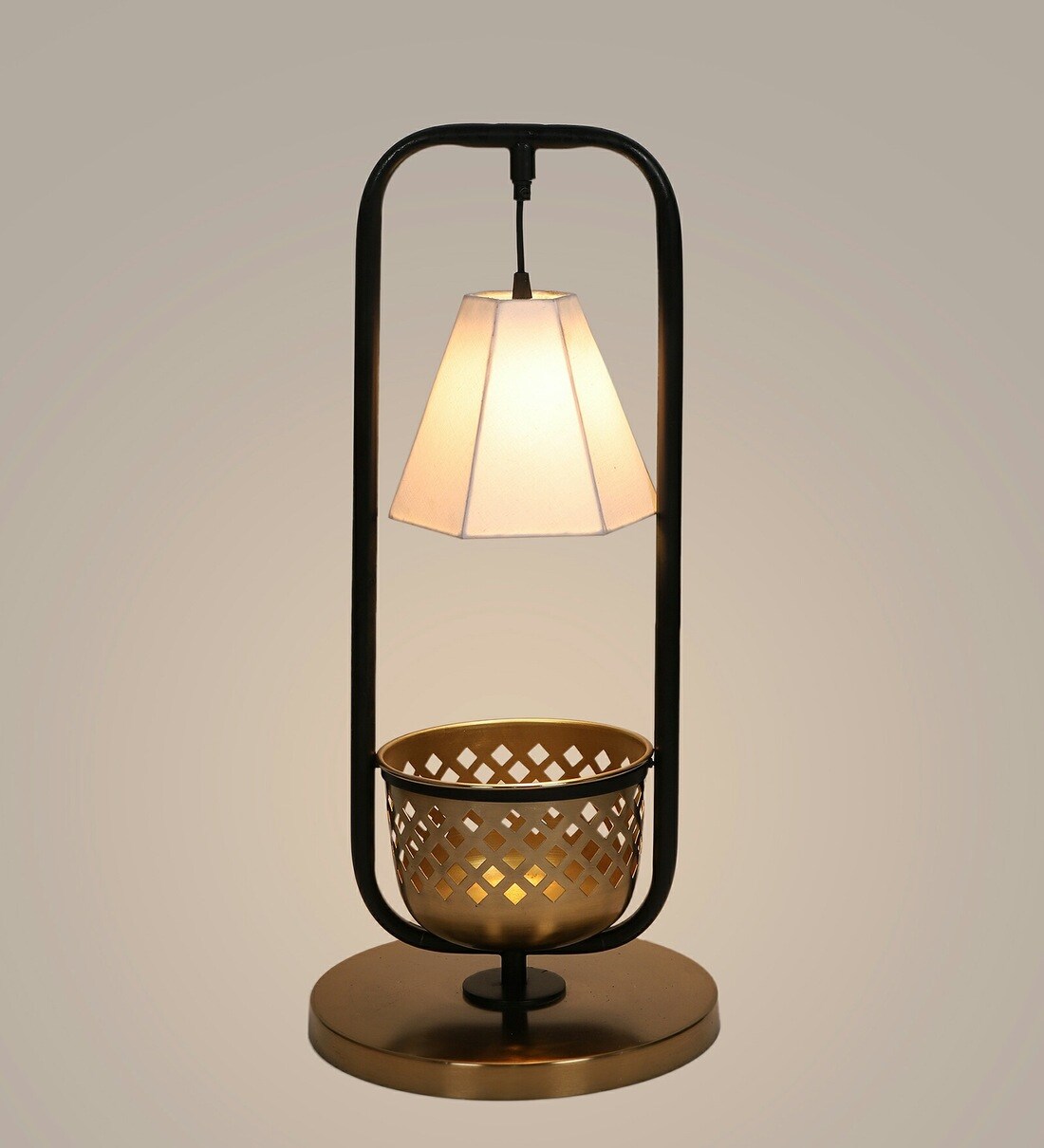 Buy Natural Shade Floor Lamp With Metal Base By Forever Lights Online