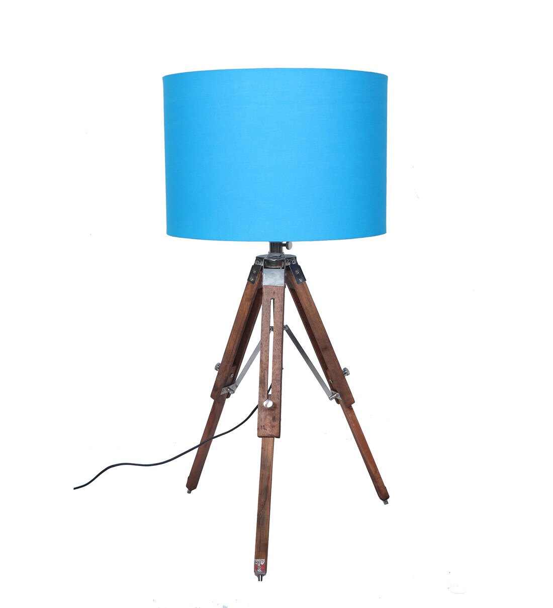 Buy Natural Stand Tripod Table Lamp with Blue colour shade by Black