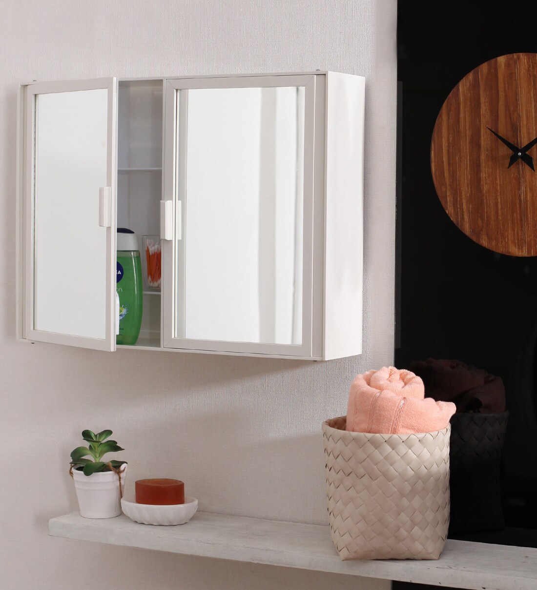Buy Acrylic Ivory 8 Compartment Bathroom With Mirror (L 22, W