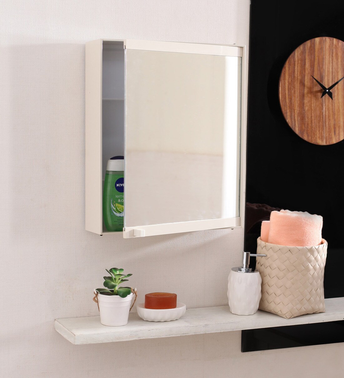 Buy Acrylic Ivory 4 Compartment Bathroom With Mirror (L 15, W