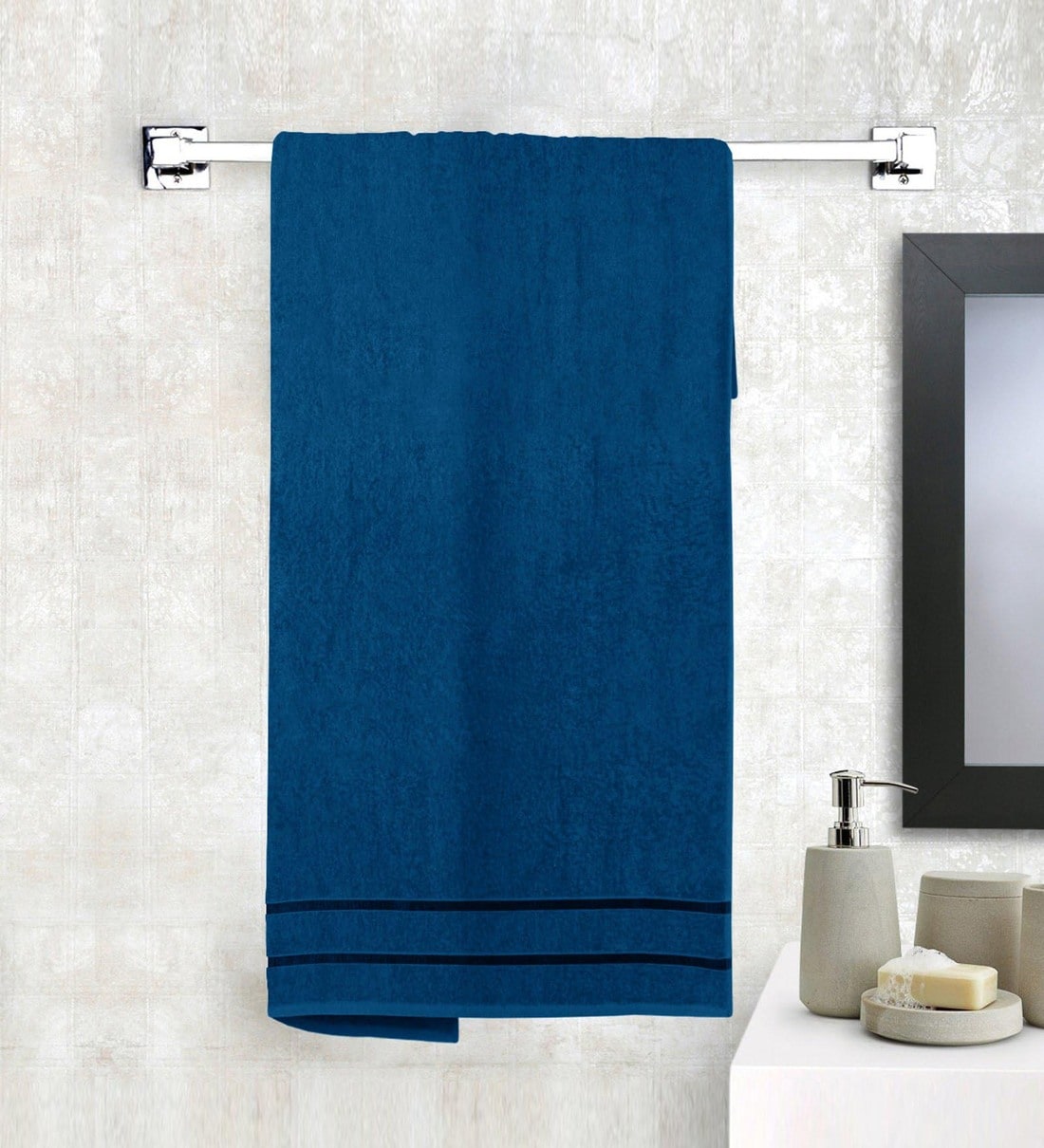 Buy Story@Home Blue Cotton 450 GSM Small Bath Towel - Set of 4 at