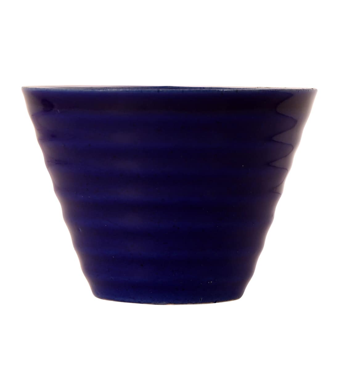 Buy Navy Blue Ceramic Small V Cup Shape Flower Pot by Justoriginals
