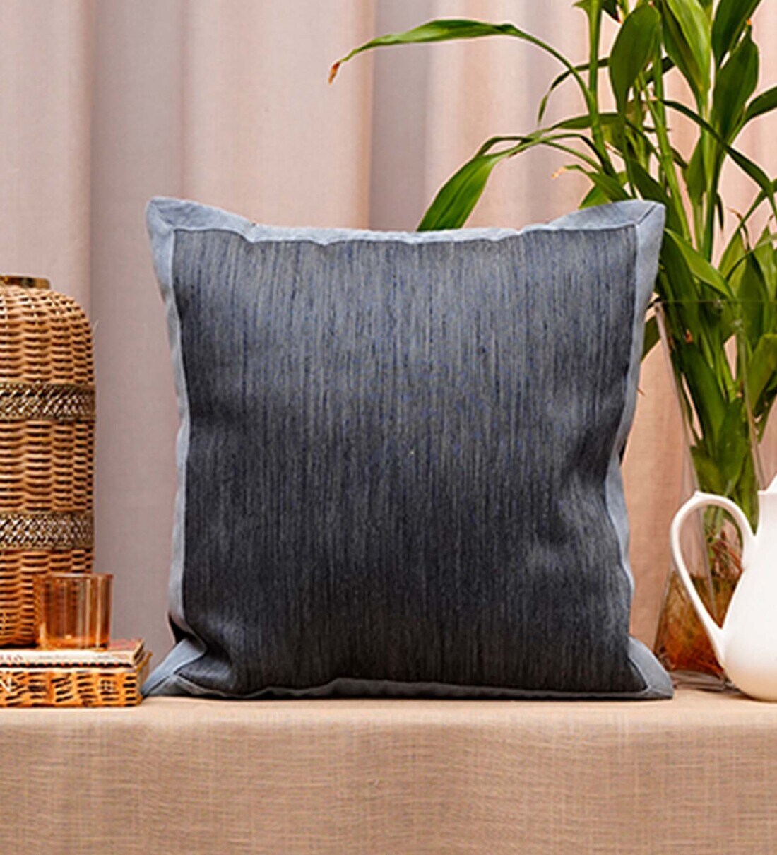 Buy White Solid Polyester Blend 18 x 18 Inches Cushion Cover by Zeba at ...