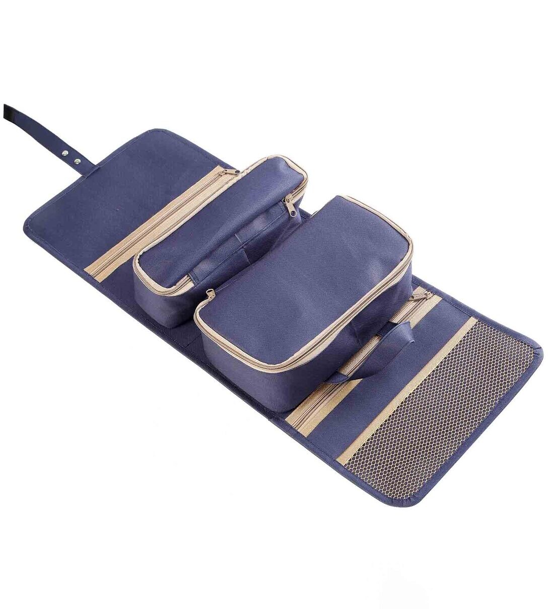 Navy Blue Polyester Foldable Travel Organiser with Travel Mat, By My gift booth 