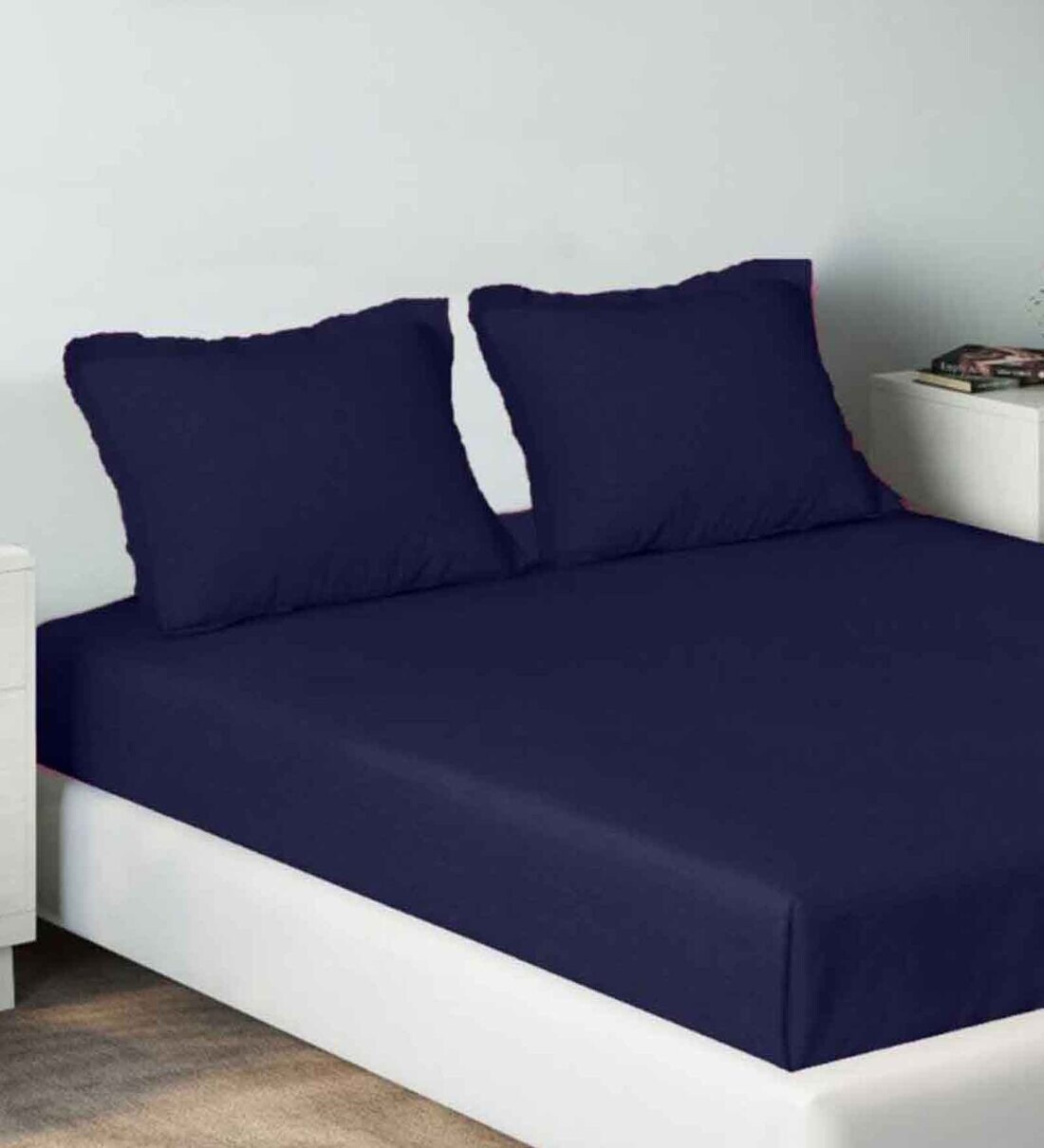 Buy Navy Blue Solid 210TC Cotton 17 x 27 Inches Pillow Covers (Set of 2