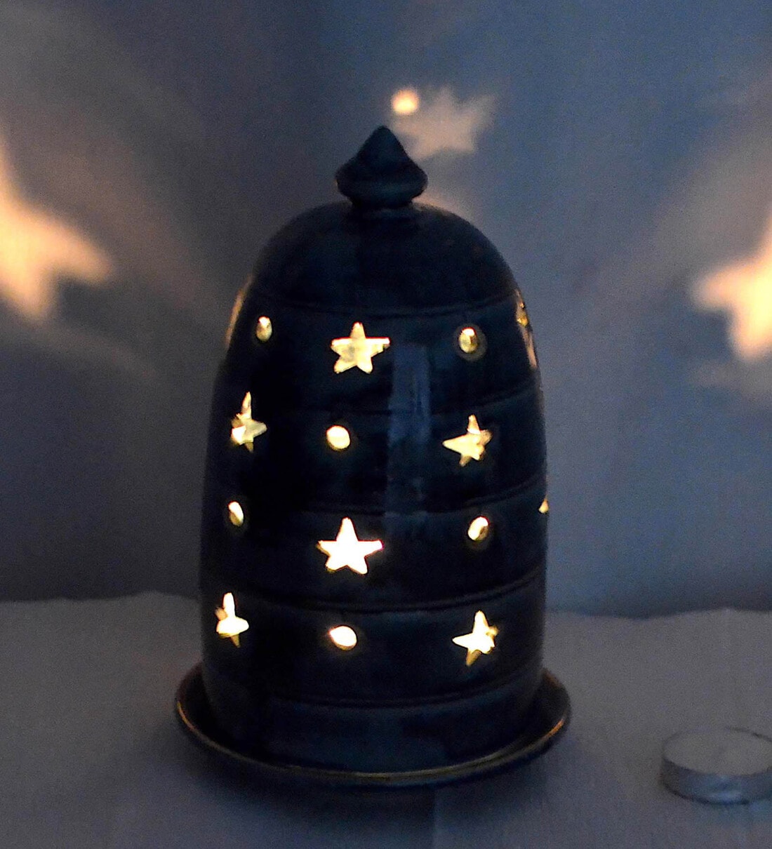Buy Navy Ceramic Mavi Candle Lamp light Holder By Swaa Clay Studio