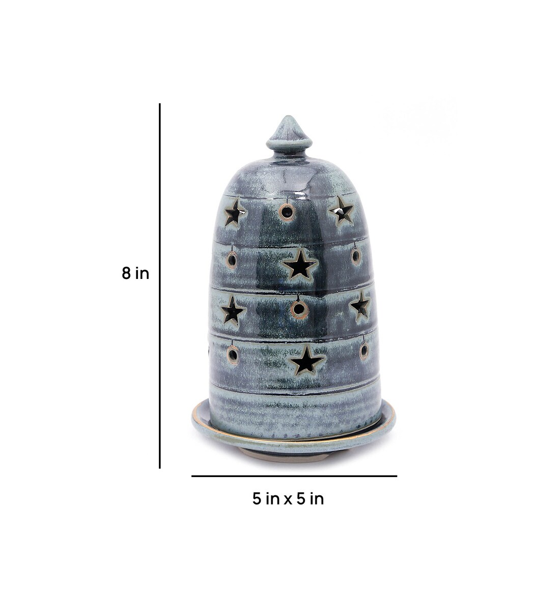 Buy Navy Ceramic Mavi Candle Lamp light Holder By Swaa Clay Studio