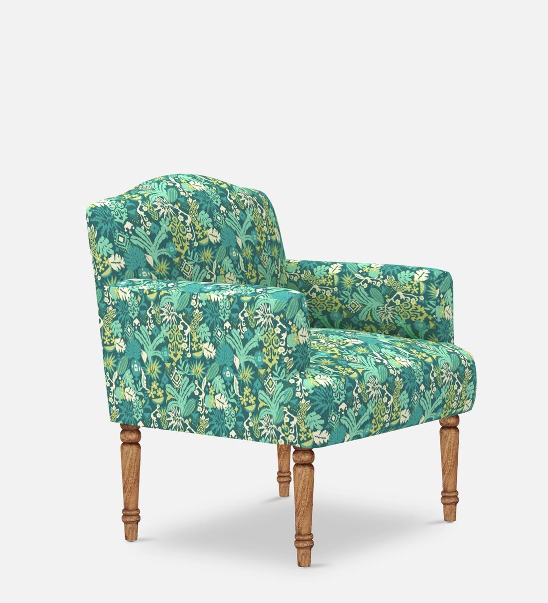 Buy Nawaab Arm Chair in Tropical Ikkat Green Print by Chumbak Online