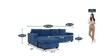 Napper RHS Sectional Sofa With Ottoman In Cobalt Blue Colour