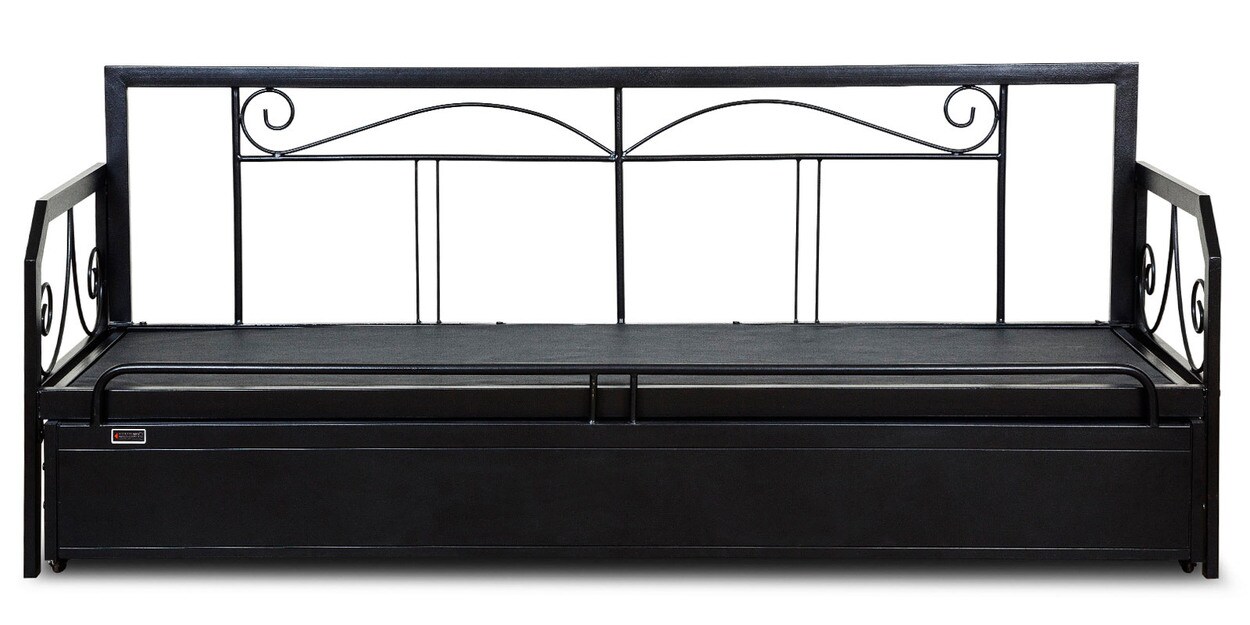 Buy Nairobi Metal PullOut Sofa Cum Bed in Brown Finish with Storage by