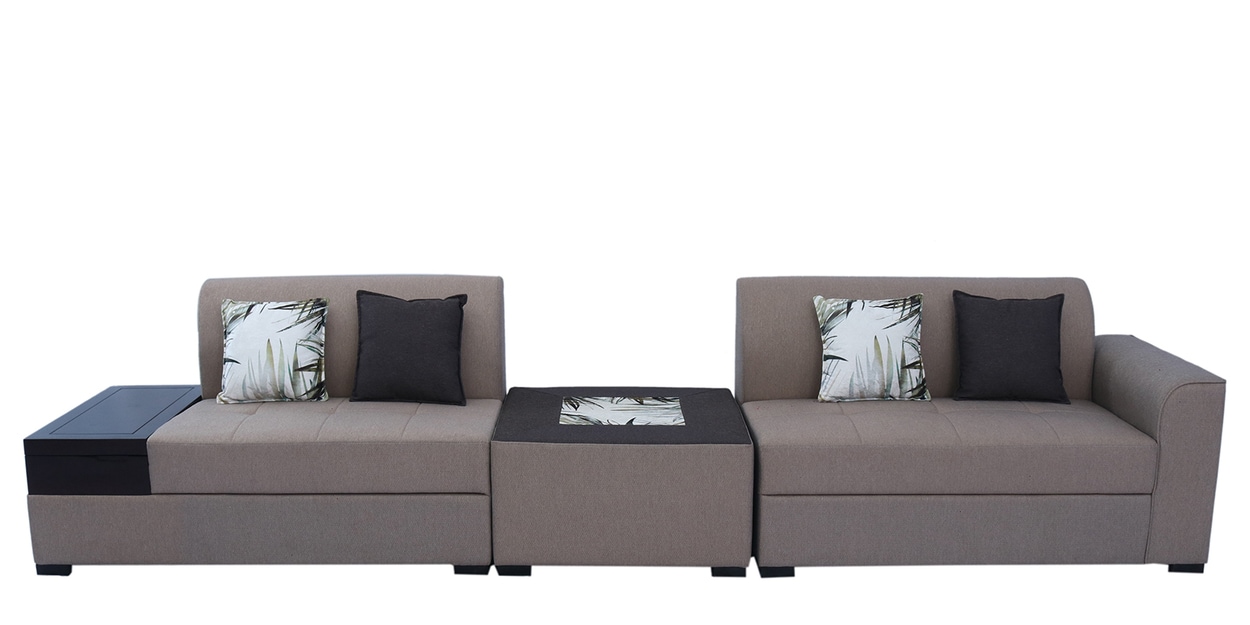 Buy Nanaimo Fabric RHS Sectional Sofa in Brown Colour by Muebles Casa