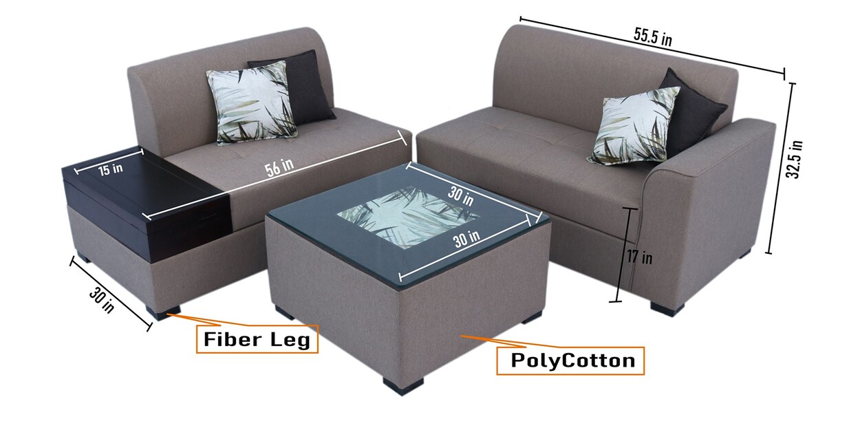 Buy Nanaimo Fabric RHS Sectional Sofa in Brown Colour by Muebles Casa