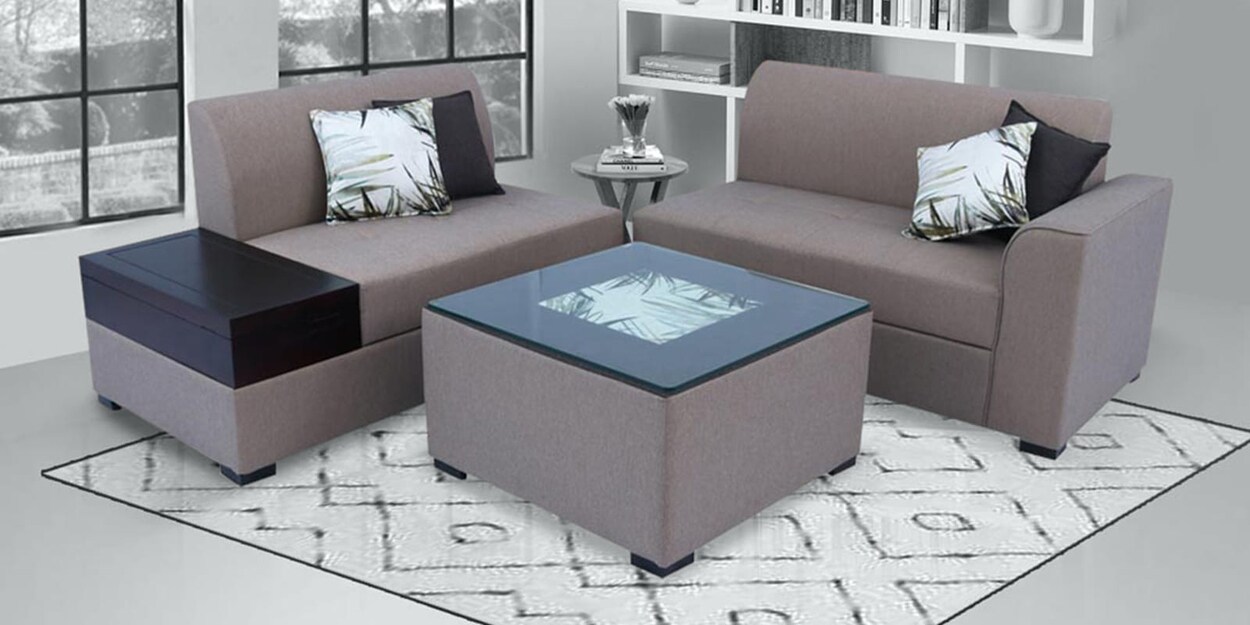 Buy Nanaimo Fabric RHS Sectional Sofa in Brown Colour at 6 OFF by