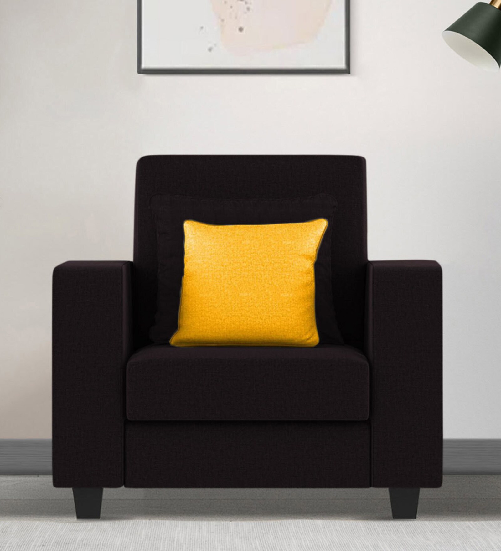 Nabi Fabric 1 Seater Sofa in Cara Brown Colour