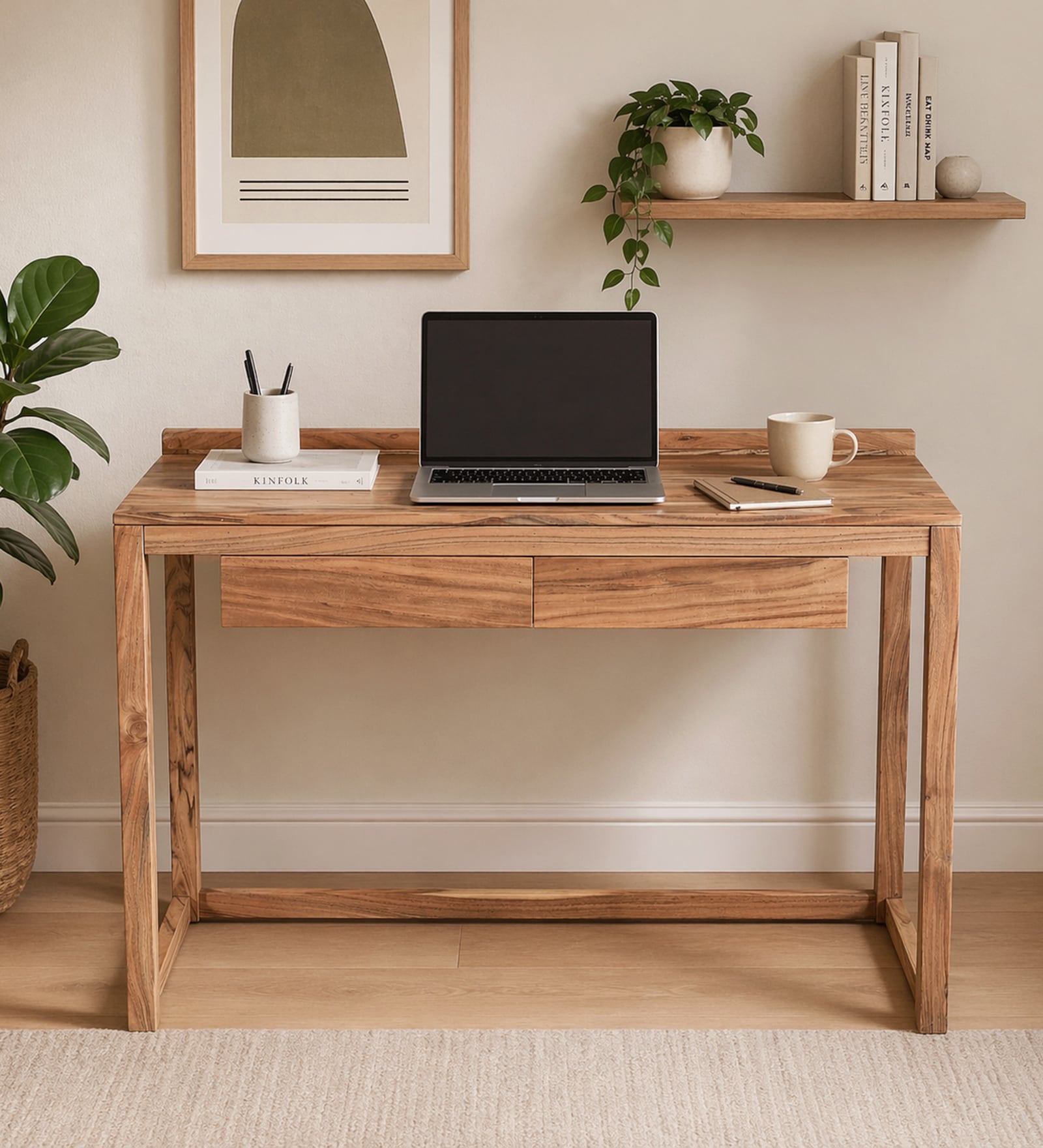 Nairobi Solid Wood  Study Table In Natural Finish
