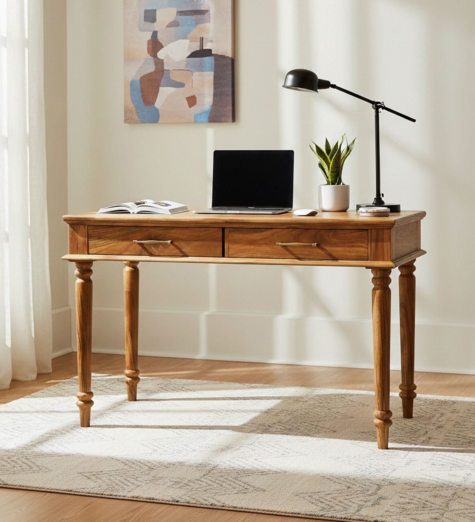 Nairobi Writing Table In Natural Teak Finish
