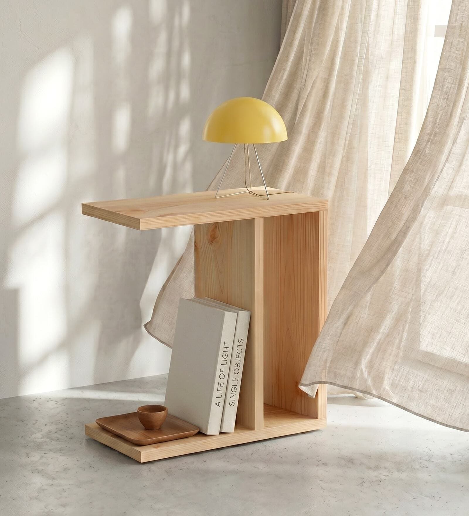 Nami Bed Side Table In Pine Wood Finish