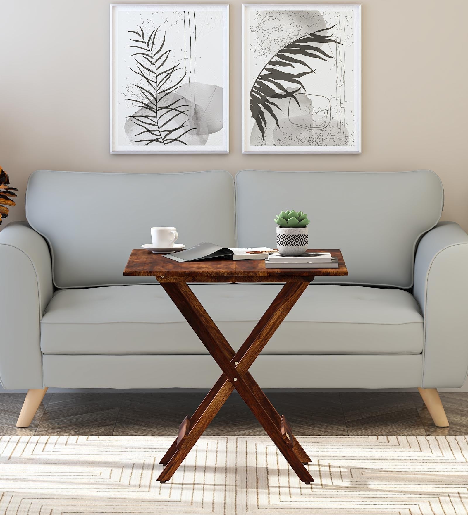 Namur Sheesham Wood Folding Table In Provincial Teak Finish