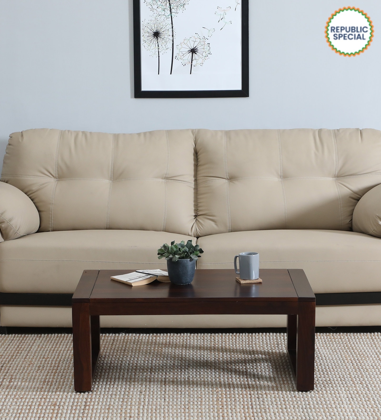 Nantes Sheesham Wood Coffee Table In Scratch Resistant Walnut Finish