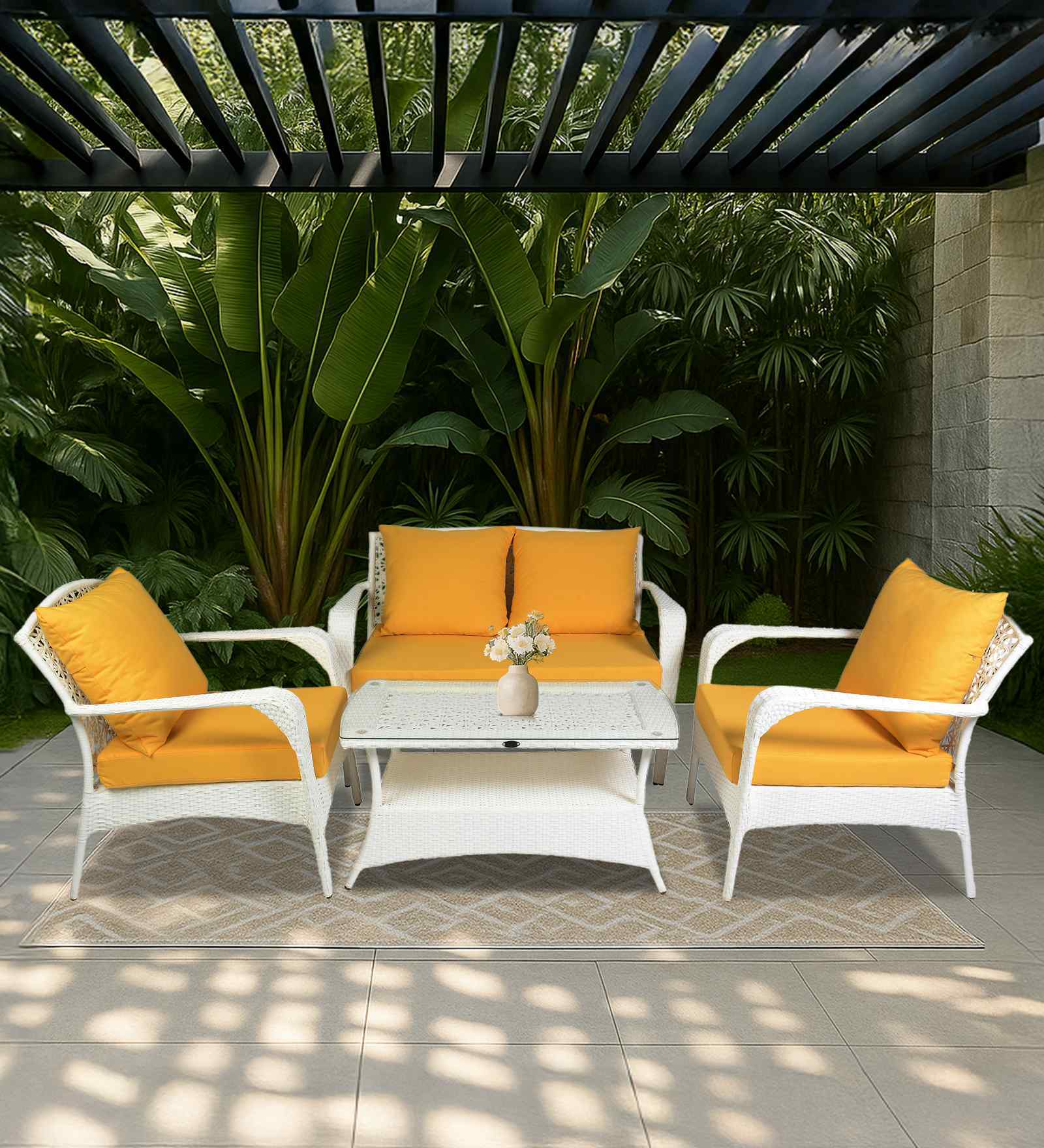 Nantes Wicker Sofa Set In Brown Color