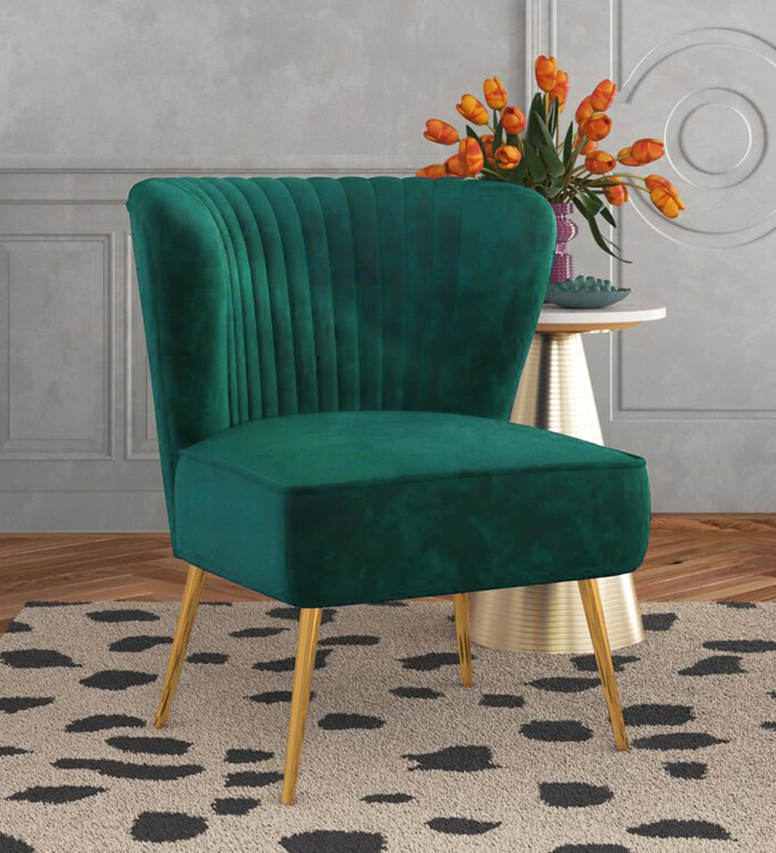 Napa Slipper Chair In Green Colour