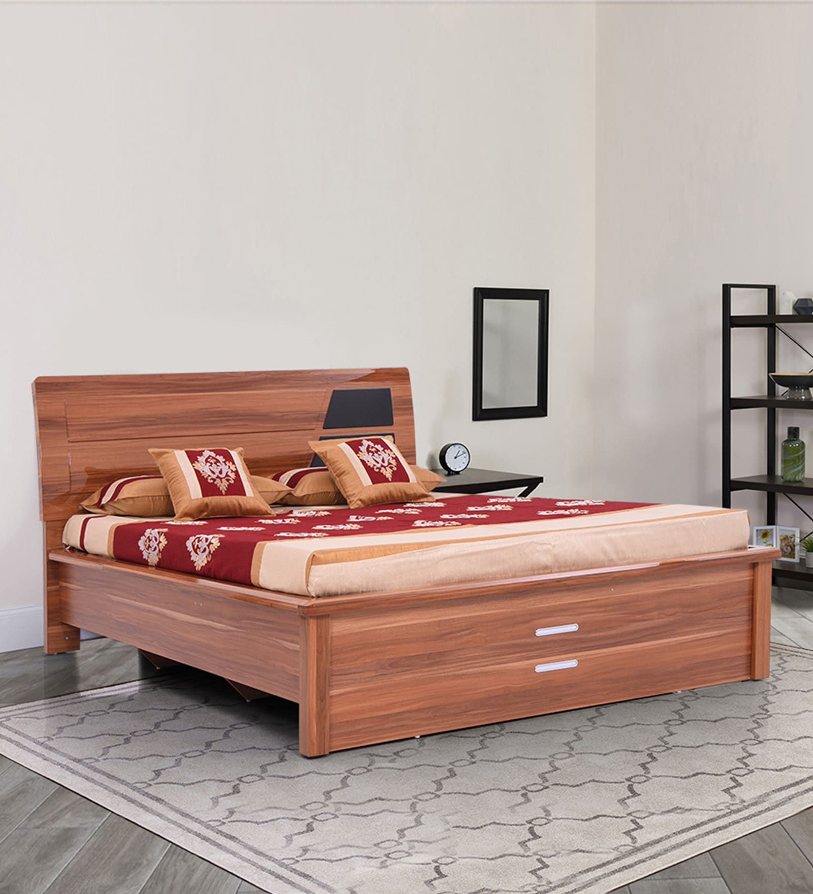 Naples King Size Bed In Brown color With Hydraulic Storage