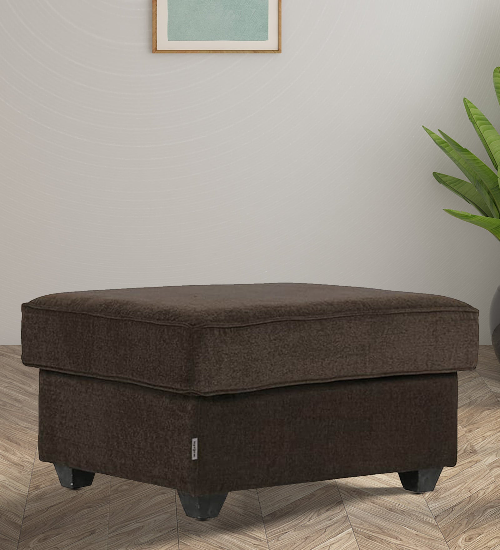 Napper Fabric Ottoman In Dark earth Colour